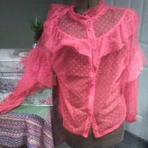 Brand New Victorian polka dot sheer blouse